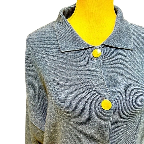 Vtg 90’s Nancy b. NYC blue duster Cardigan silver Buffalo embossed buttons sz XL - Picture 5 of 12